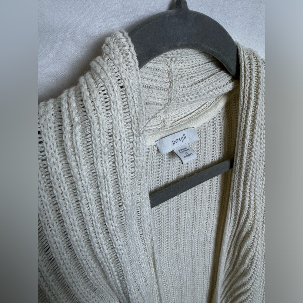 J Jill Cream Knit Ribbed Open Front Cardigan Size 2X - Picture 5 of 11